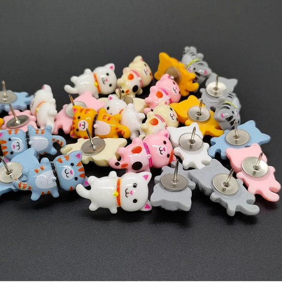 30 pcs Cat Push Pins Animal Creative Thumbtacks Corkboard Pushpins for Photo Wal - Picture 6 of 7